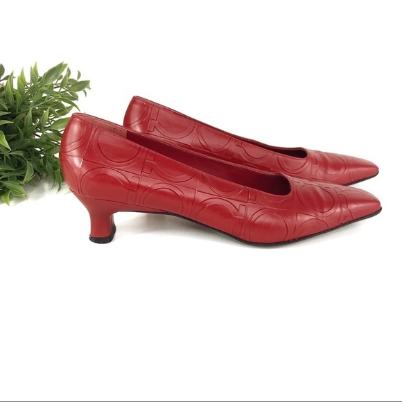 Salvatore Ferragamo Shoes - SALVATORE FERRAGAMO Logo Embossed Heels 6.5